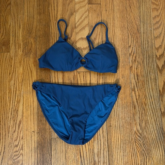 Andie Bonita Bikini Set Ribbed Bijou Blue size Small NWOT - Picture 10 of 11